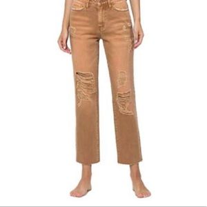 Vervet distressed denim crop jeans